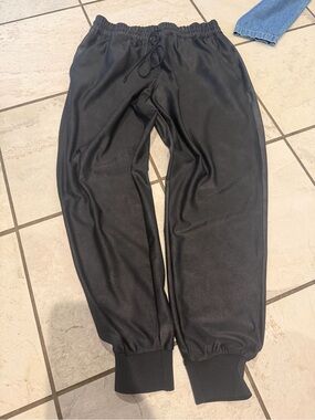 Black Women's Mesh Jogger Pants with Drawstring